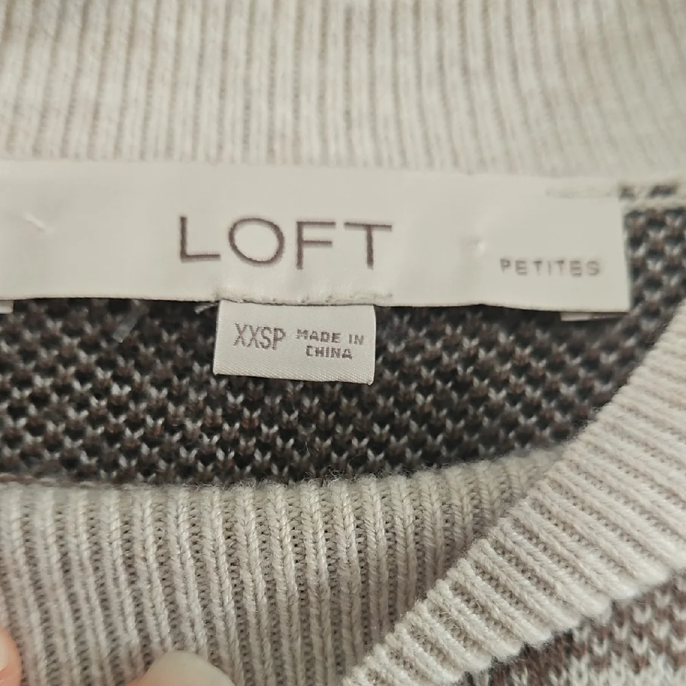 LOFT Plaid Knit Long-Sleeve Sweater Dress in Brown, Black & Cream - Picture 2 of 2